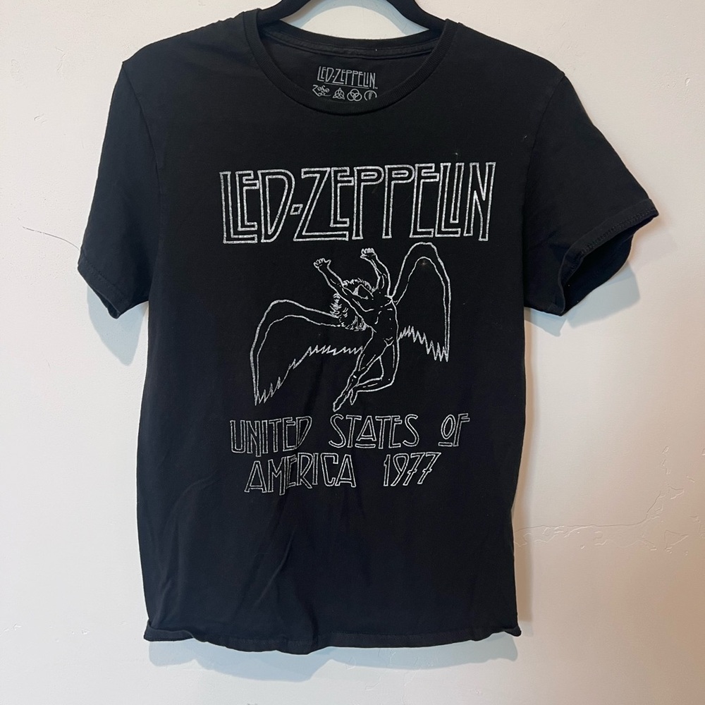 Led Zeppelin Women’s Black Graphic T-Shirt Grunge Punk Size Small 100% Cotton